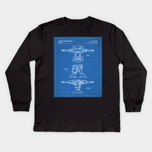 Skateboard Patent - Skater Retro Skating Art - Blueprint Kids Long Sleeve T-Shirt